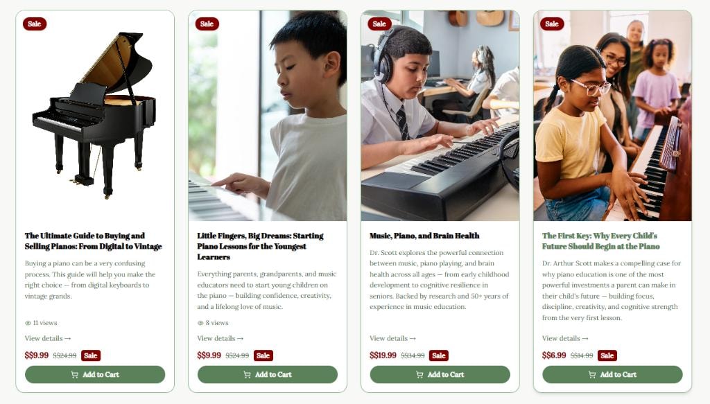 Dr. Arthur George Scott's four published books on piano lessons